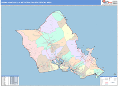 Urban Honolulu Metro Area Digital Map Color Cast Style